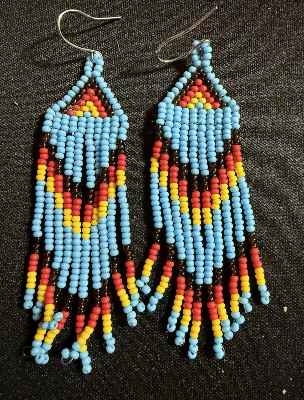 Native American Style Beaded Dangle Earrings, Tribal Drop Earrings